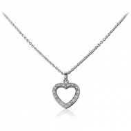 SURGICAL STEEL JEWELLED NECKLACE WITH PENDANT - HEART