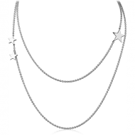 SURGICAL STEEL DOUBLE CHAIN NECKLACE WITH PENDANT - STAR