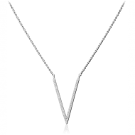 SURGICAL STEEL JEWELLED NECKLACE WITH PENDANT - V