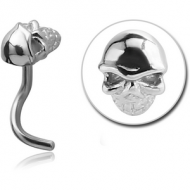 SURGICAL STEEL CURVED NOSE STUD - SKULL PIERCING