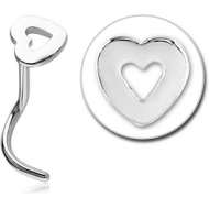 SURGICAL STEEL CURVED NOSE STUD - HEART PIERCING