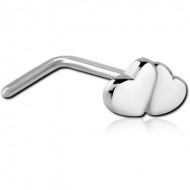 SURGICAL STEEL STRAIGHT NOSE STUD - HEART PIERCING