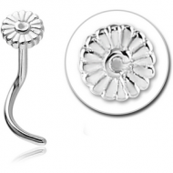 SURGICAL STEEL CURVED NOSE STUD - FLOWER PIERCING