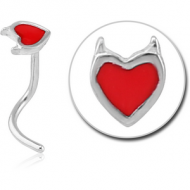 SURGICAL STEEL CURVED NOSE STUD - DEVIL HEART PIERCING