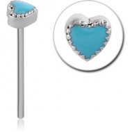 SURGICAL STEEL STRAIGHT NOSE STUD - HEART PIERCING