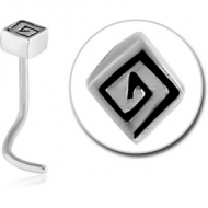 SURGICAL STEEL CURVED NOSE STUD - RHOMBUS PIERCING