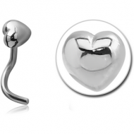 SURGICAL STEEL CURVED NOSE STUD - HEART PIERCING