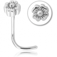 SURGICAL STEEL CURVED NOSE STUD - FLOWER PIERCING