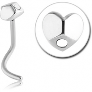 SURGICAL STEEL CURVED NOSE STUD - 3D HEART PIERCING