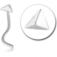 SURGICAL STEEL CURVED NOSE STUD - 3D TRIANGLE PIERCING
