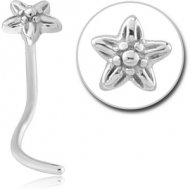 SURGICAL STEEL CURVED NOSE STUD - FLOWER PIERCING