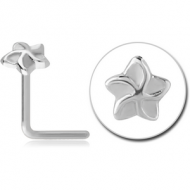 SURGICAL STEEL 90 DEGREE NOSE STUD - FLOWER PIERCING