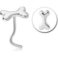 SURGICAL STEEL CURVED NOSE STUD - BONE PIERCING