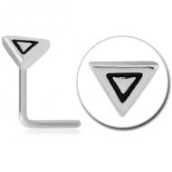 SURGICAL STEEL 90 DEGREE NOSE STUD - TRIANGLE PIERCING