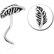 SURGICAL STEEL CURVED NOSE STUD - LEAVES PIERCING