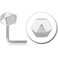 SURGICAL STEEL 90 DEGREE NOSE STUD - OCTAGON PIERCING