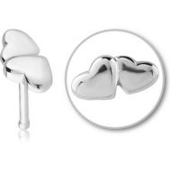 SURGICAL STEEL NOSE BONE - CONJOINED HEARTS PIERCING