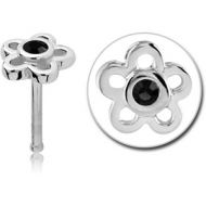 SURGICAL STEEL JEWELLED FLOWER NOSE BONE PIERCING