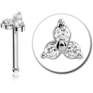 SURGICAL STEEL JEWELLED TRINITY NOSE BONE PIERCING
