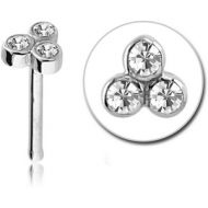 SURGICAL STEEL JEWELLED TRINITY NOSE BONE PIERCING