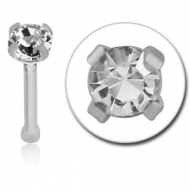 SURGICAL STEEL NOSE BONE PRONG SET DIAMOND 1.35MM PIERCING