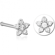 SURGICAL STEEL JEWELLED NOSE BONE - FLOWER PIERCING