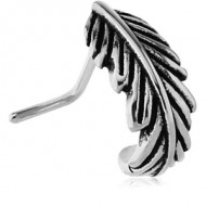 SURGICAL STEEL 90 DEGREE WRAP AROUND NOSE STUD - FEATHER PIERCING