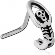 SURGICAL STEEL 90 DEGREE WRAP AROUND NOSE STUD - SKELETON PIERCING