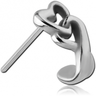 SURGICAL STEEL STRAIGHT WRAP AROUND NOSE STUD - HEARTS PIERCING