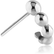 SURGICAL STEEL STRAIGHT WRAP AROUND NOSE STUD - HALF BALLS PIERCING