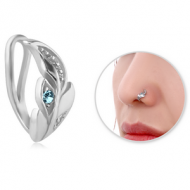 SURGICAL STEEL JEWELLED NOSE CLIP - LEAF PIERCING