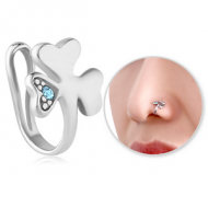 SURGICAL STEEL JEWELLED NOSE CLIP - SHAMROCK PIERCING