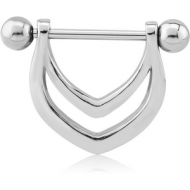 SURGICAL STEEL NIPPLE SHIELD - DOUBLE V PIERCING