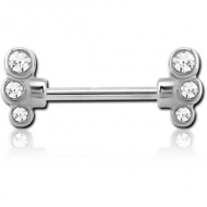 SURGICAL STEEL JEWELLED NIPPLE BAR PIERCING