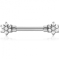 SURGICAL STEEL JEWELLED ATTACHMENT FORNIPPLE BAR - FLOWER
