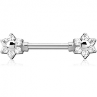 SURGICAL STEEL JEWELLED ATTACHMENT FOR NIPPLE BAR - FLOWER
