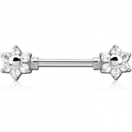 SURGICAL STEEL JEWELLED ATTACHMENT FOR NIPPLE BAR - FLOWER PIERCING