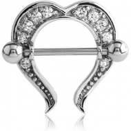 SURGICAL STEEL NIPPLE SHIELD - OPEN HEART PIERCING