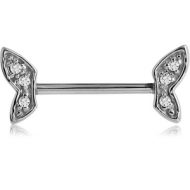 SURGICAL STEEL NIPPLE BAR - WINGS PIERCING