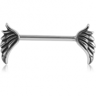 SURGICAL STEEL NIPPLE BAR - WINGS PIERCING