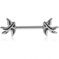 SURGICAL STEEL NIPPLE BAR - SWALLOW PIERCING