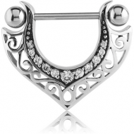 SURGICAL STEEL JEWELLED NIPPLE SHIELD - V FILIGREE PIERCING