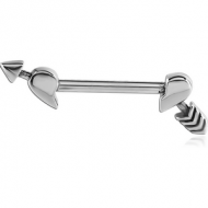 SURGICAL STEEL NIPPLE SHIELD - BROKEN HEART WITH ARROW PIERCING