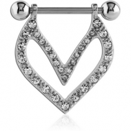 SURGICAL STEEL JEWELLED NIPPLE SHIELD - HEART V