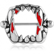 SURGICAL STEEL NIPPLE SHIELD - MOUTH WITH ENAMEL PIERCING