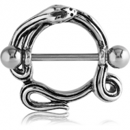 SURGICAL STEEL NIPPLE SHIELD - SNAKE PIERCING