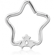 SURGICAL STEEL OPEN STAR SEAMLESS RING - TRIPLE STAR PIERCING