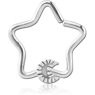 SURGICAL STEEL OPEN STAR SEAMLESS RING - CRESCENT PIERCING
