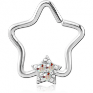SURGICAL STEEL JEWELLED OPEN STAR SEAMLESS RING - STAR PRONGS PIERCING