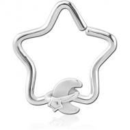 SURGICAL STEEL OPEN STAR SEAMLESS RING - ANNULAR ECLIPSE AND STAR PIERCING